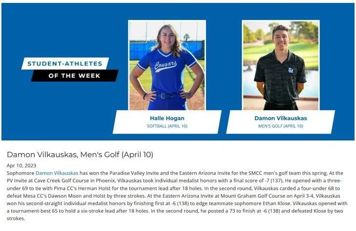 SMCC Student-Athletes of The Week